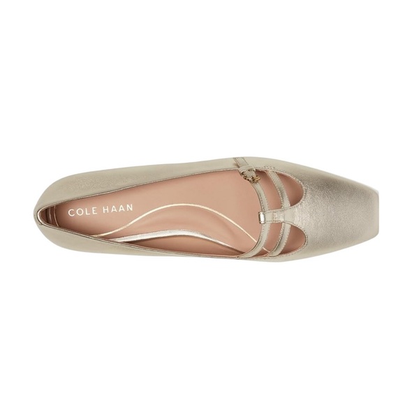 Cole Haan Shoes - NEW Cole Haan Brigid T-Strap Ballet Flat in Soft Gold Metallic Leather - Size 8
